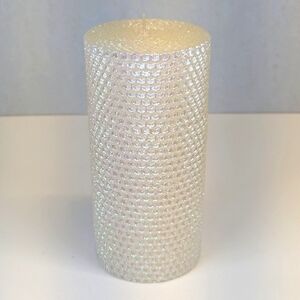 Glittery White Pillar Candle Sparkle